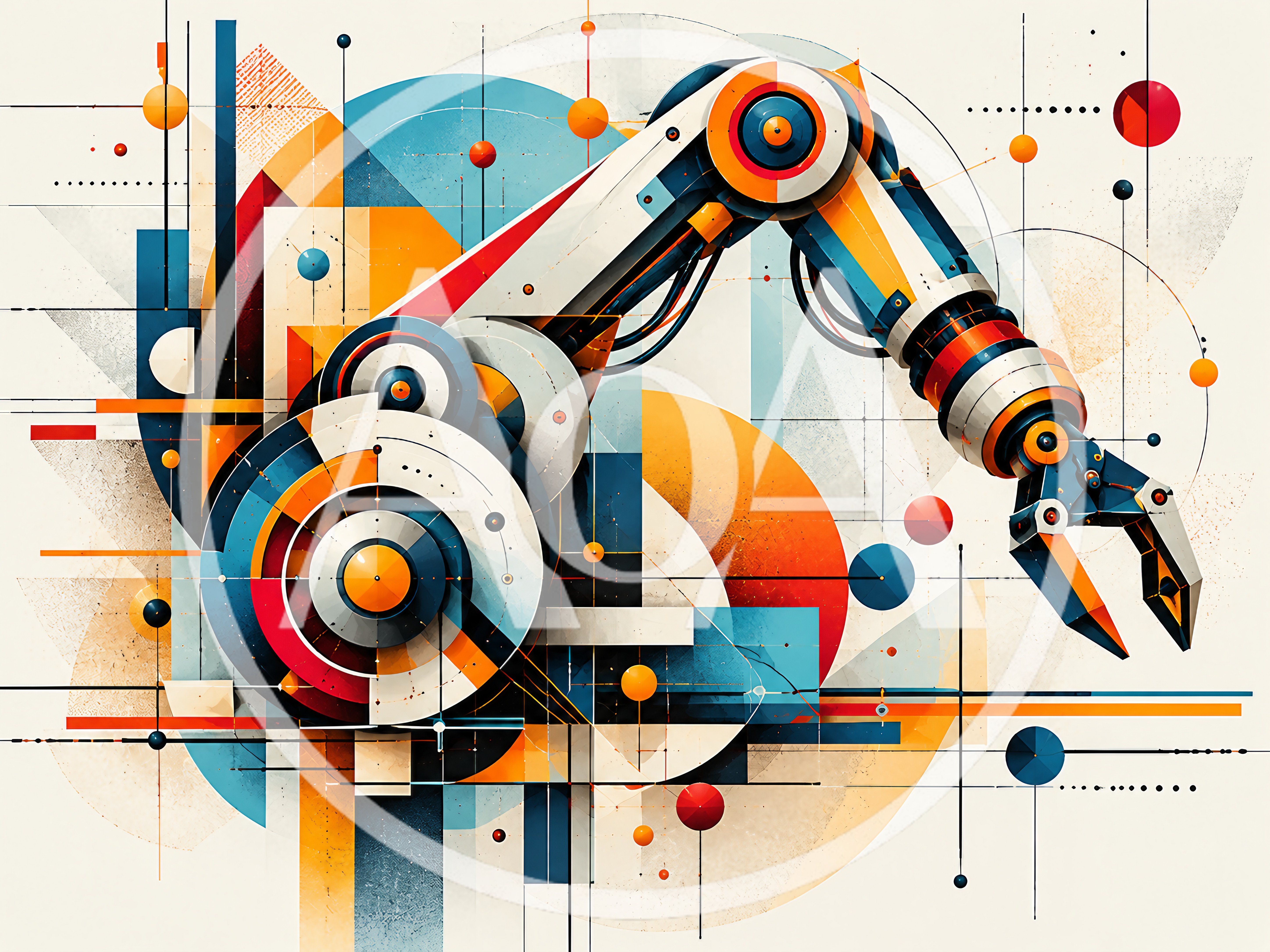 Abstract Robotic Arm Illustration With Geometric Shapes