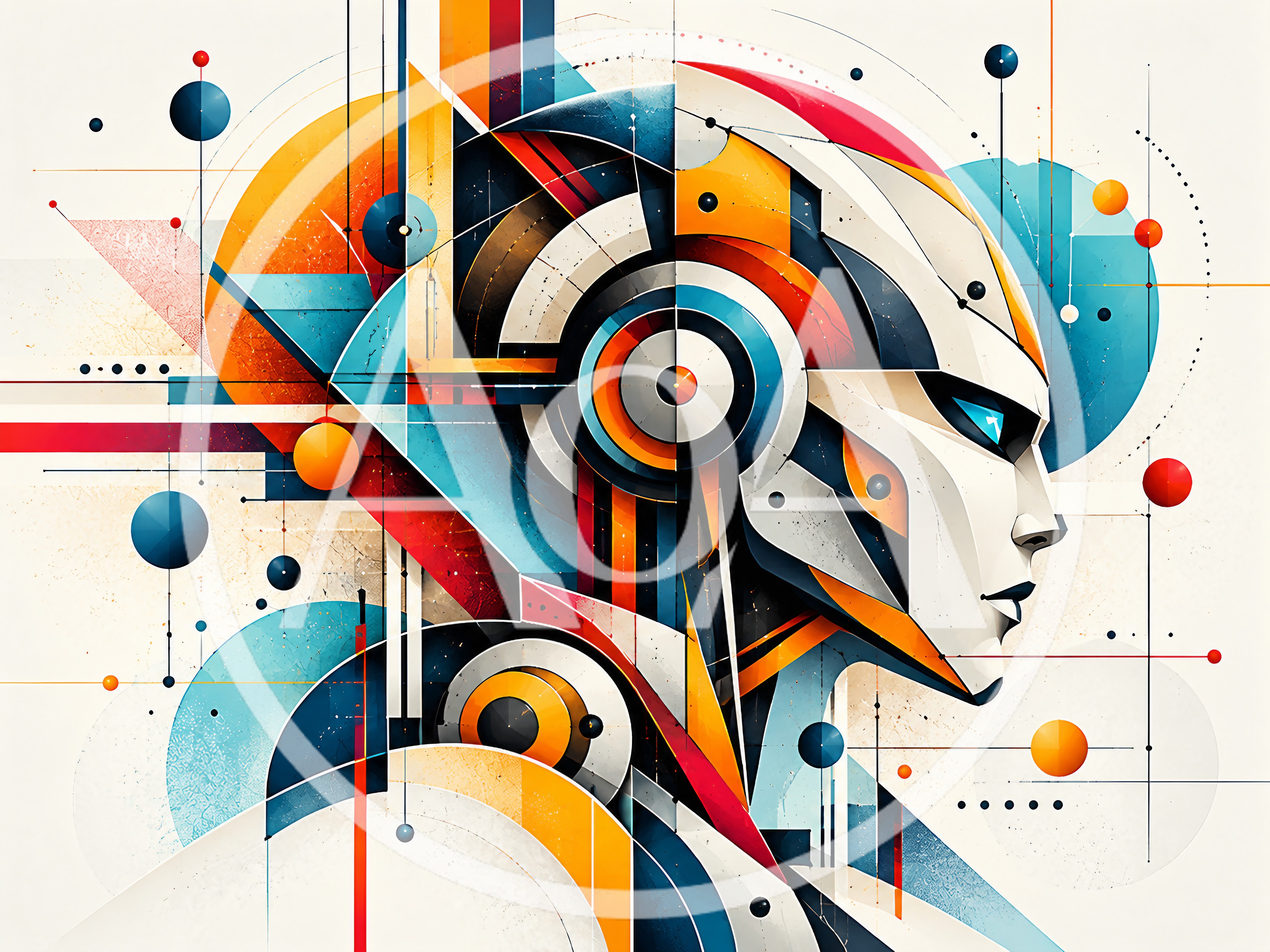 Abstract Futuristic Robot Head Profile Illustration