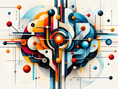 Abstract Digital Brain Network Illustration