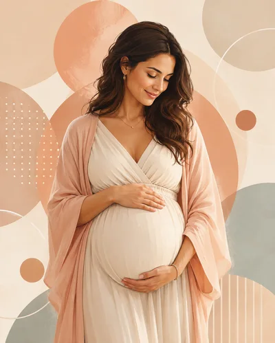 Pregnant Woman Gently Holding Her Baby Bump