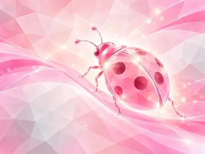 Crystal Ladybug on Abstract Pink Geometric Background