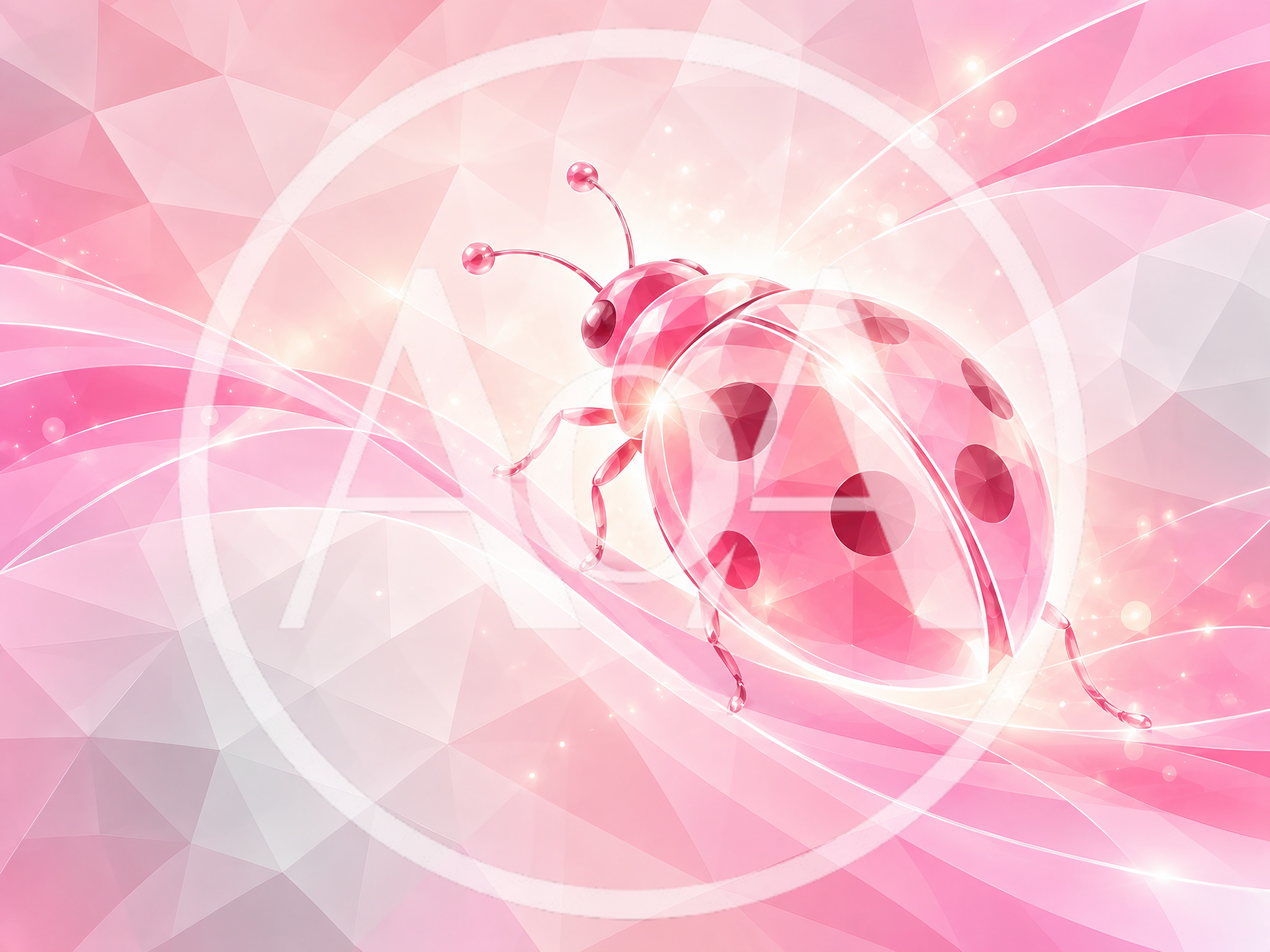 Crystal Ladybug on Abstract Pink Geometric Background