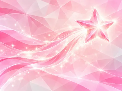 Pink Crystal Star With Glowing Light Trails