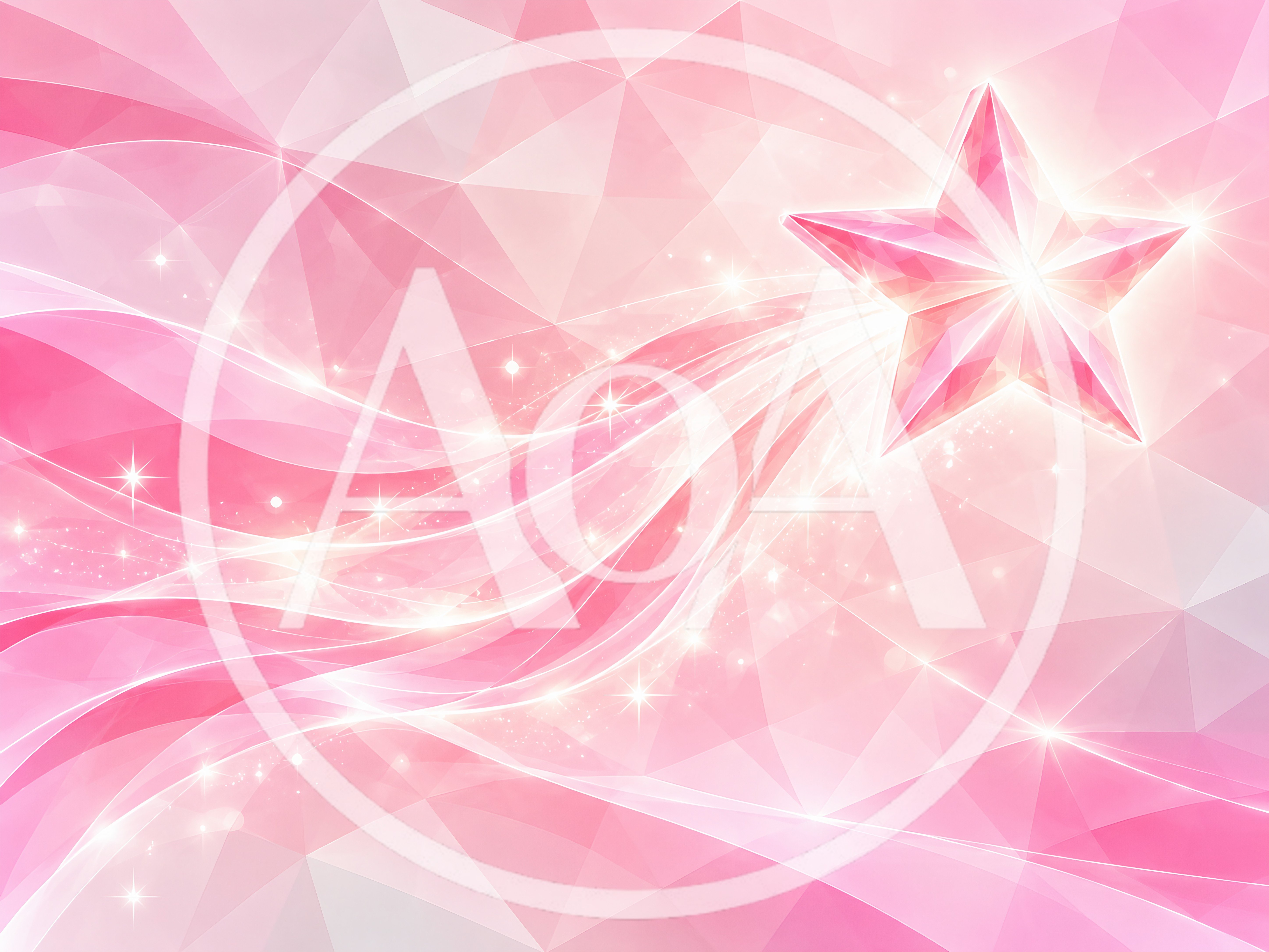 Pink Crystal Star With Glowing Light Trails