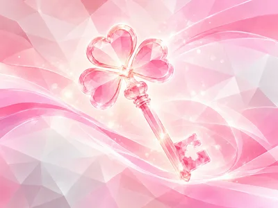 Crystal Heart Shaped Key On Pink Abstract Background
