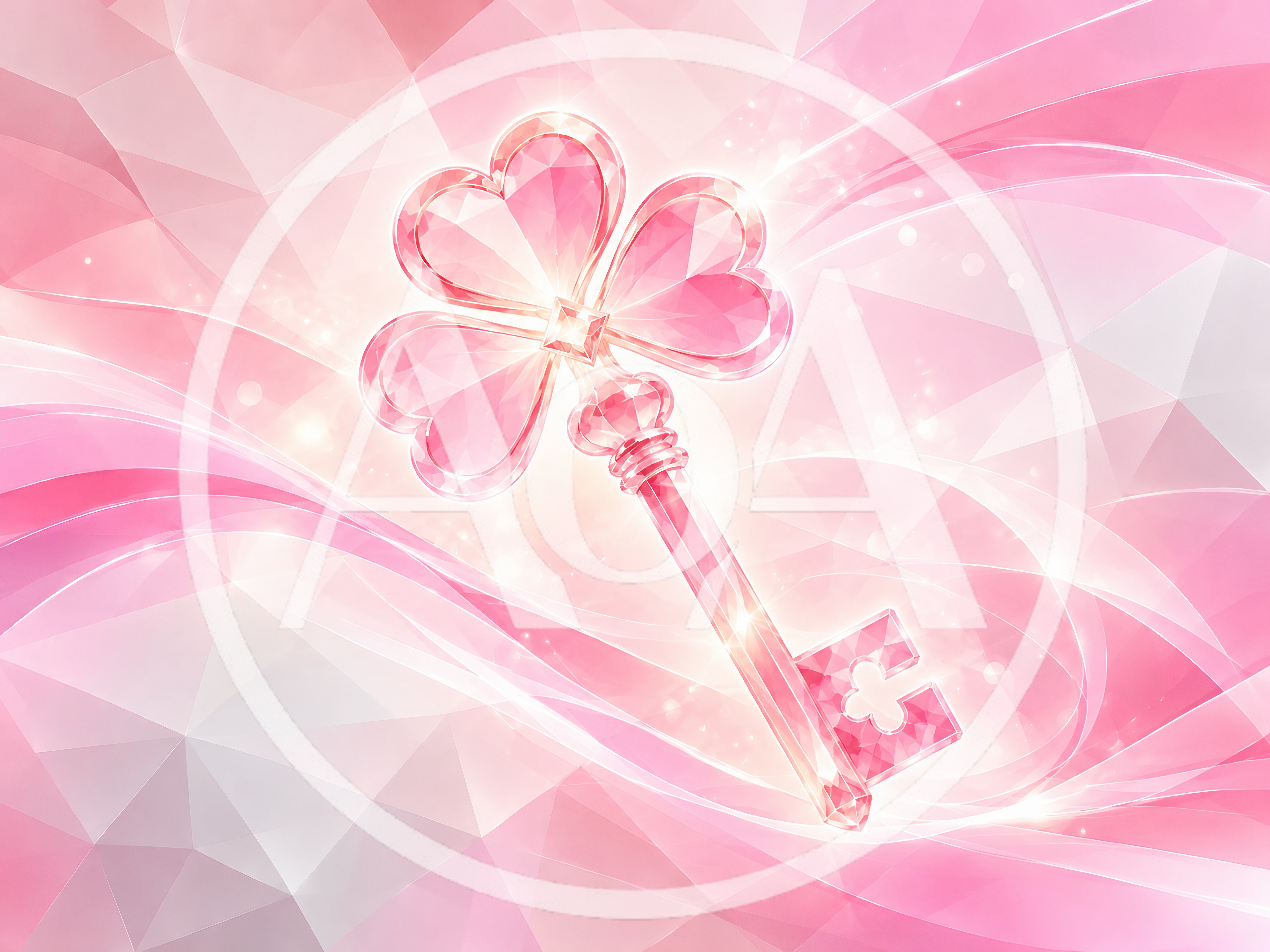 Crystal Heart Shaped Key On Pink Abstract Background