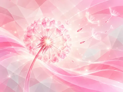 Abstract Crystal Dandelion Flower With Floating Seeds