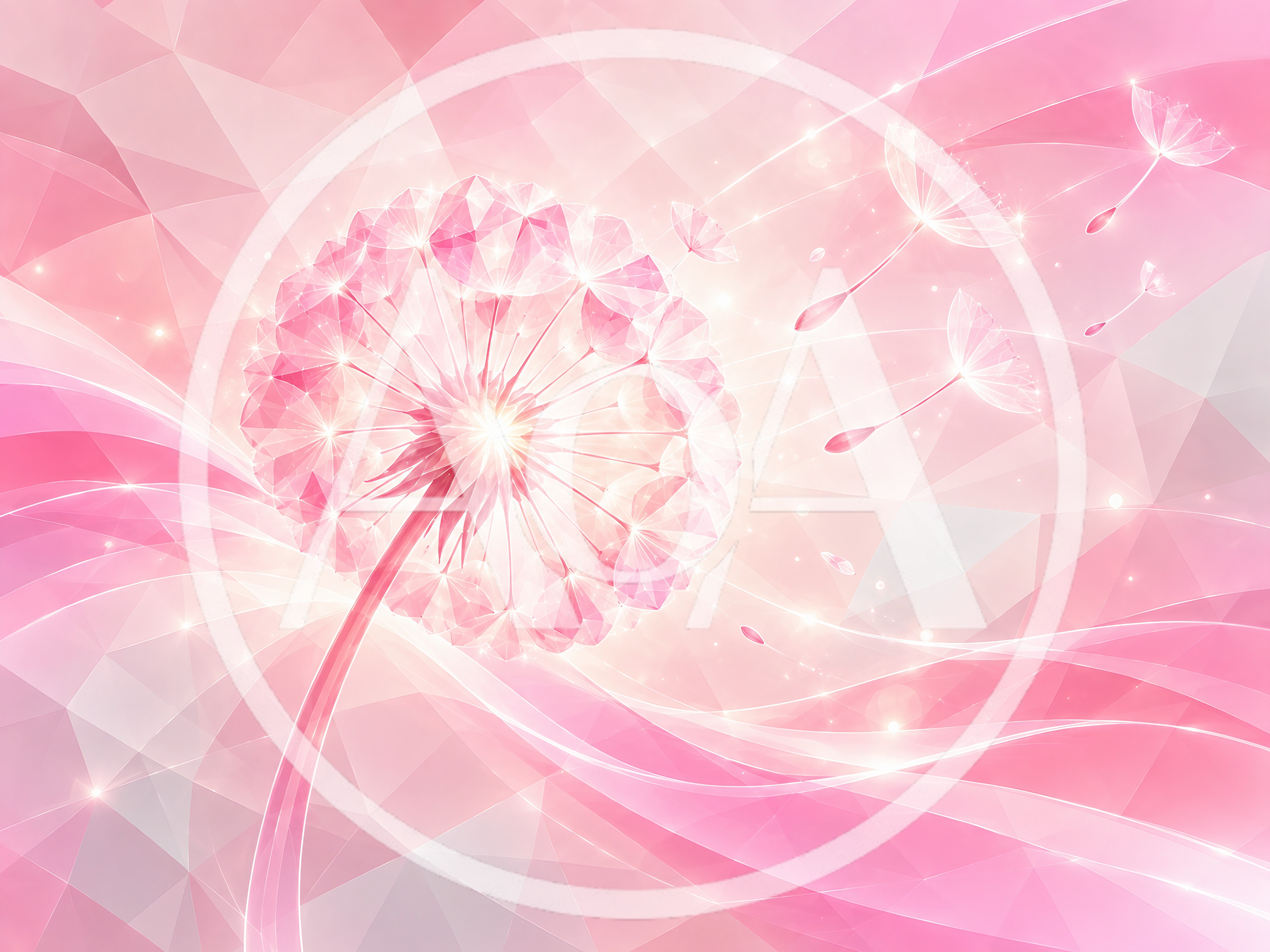 Abstract Crystal Dandelion Flower With Floating Seeds