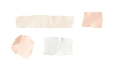 Four Torn Paper Scraps On White Background