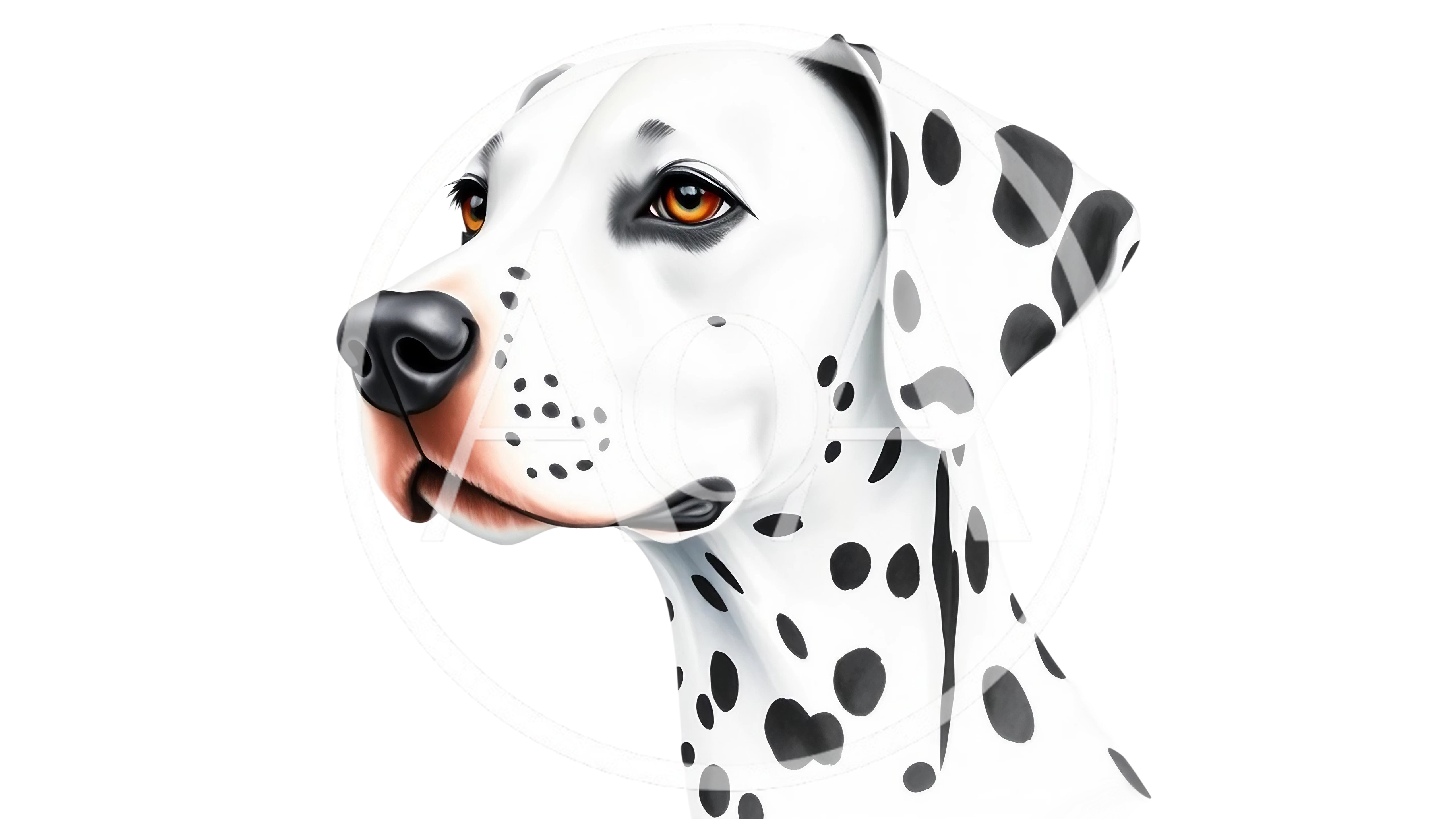 Digital Illustration Of A Dalmatian Dog Head