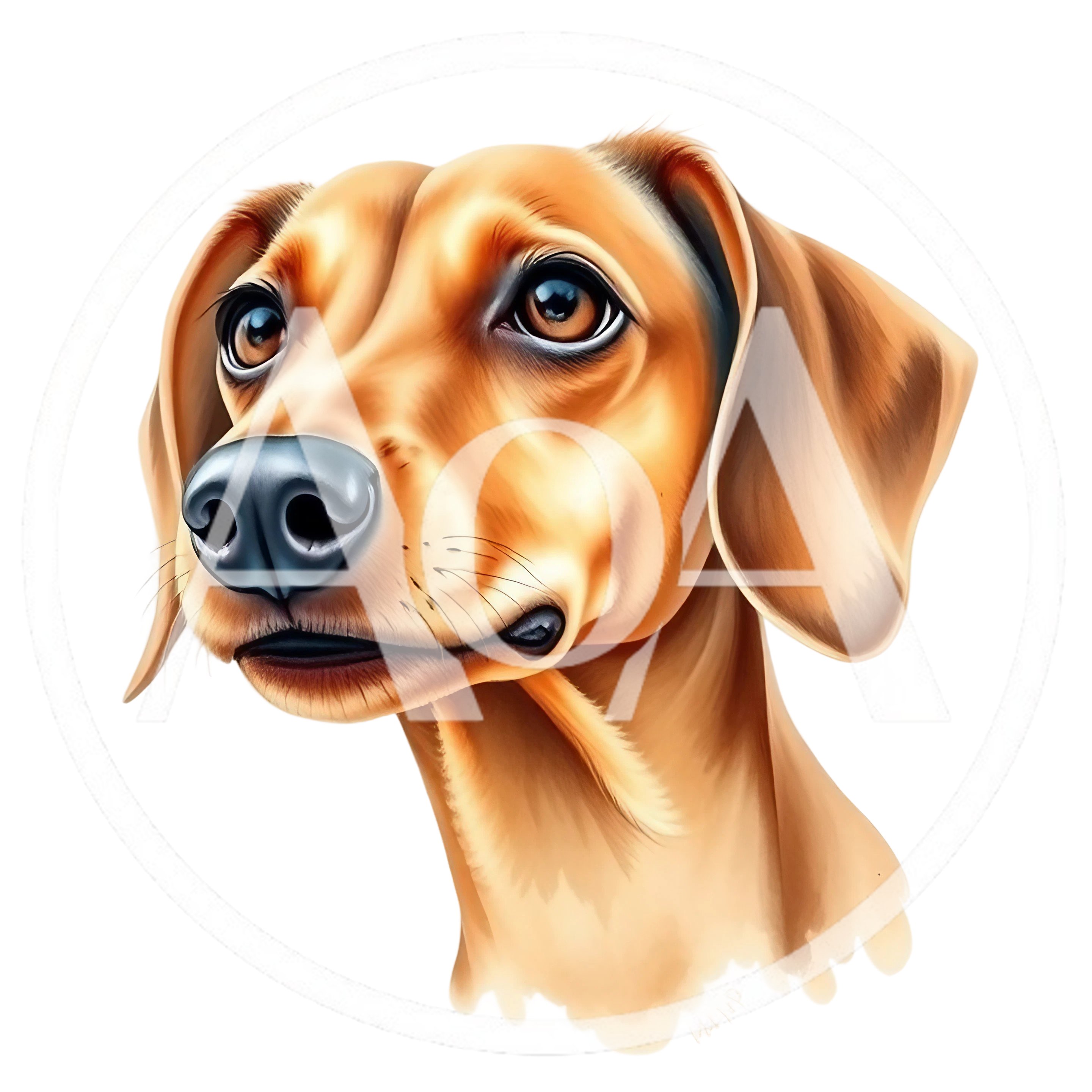 Digital Illustration Of A Brown Dachshund Dog Portrait