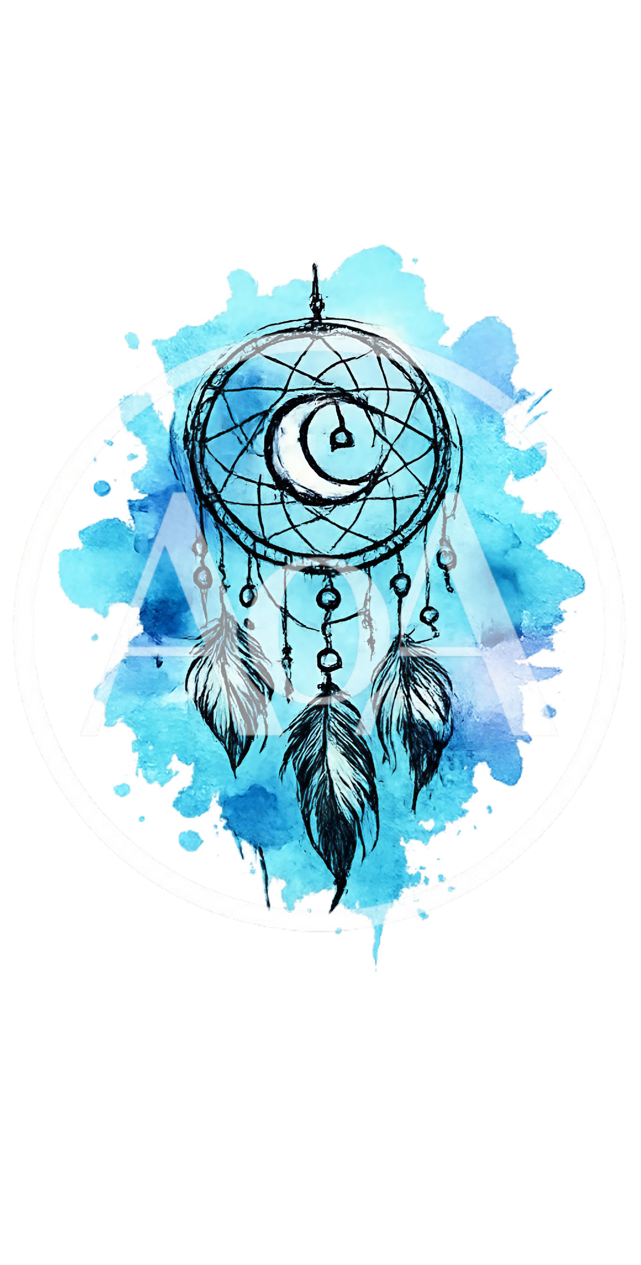 Watercolor Dreamcatcher Illustration With Crescent Moon