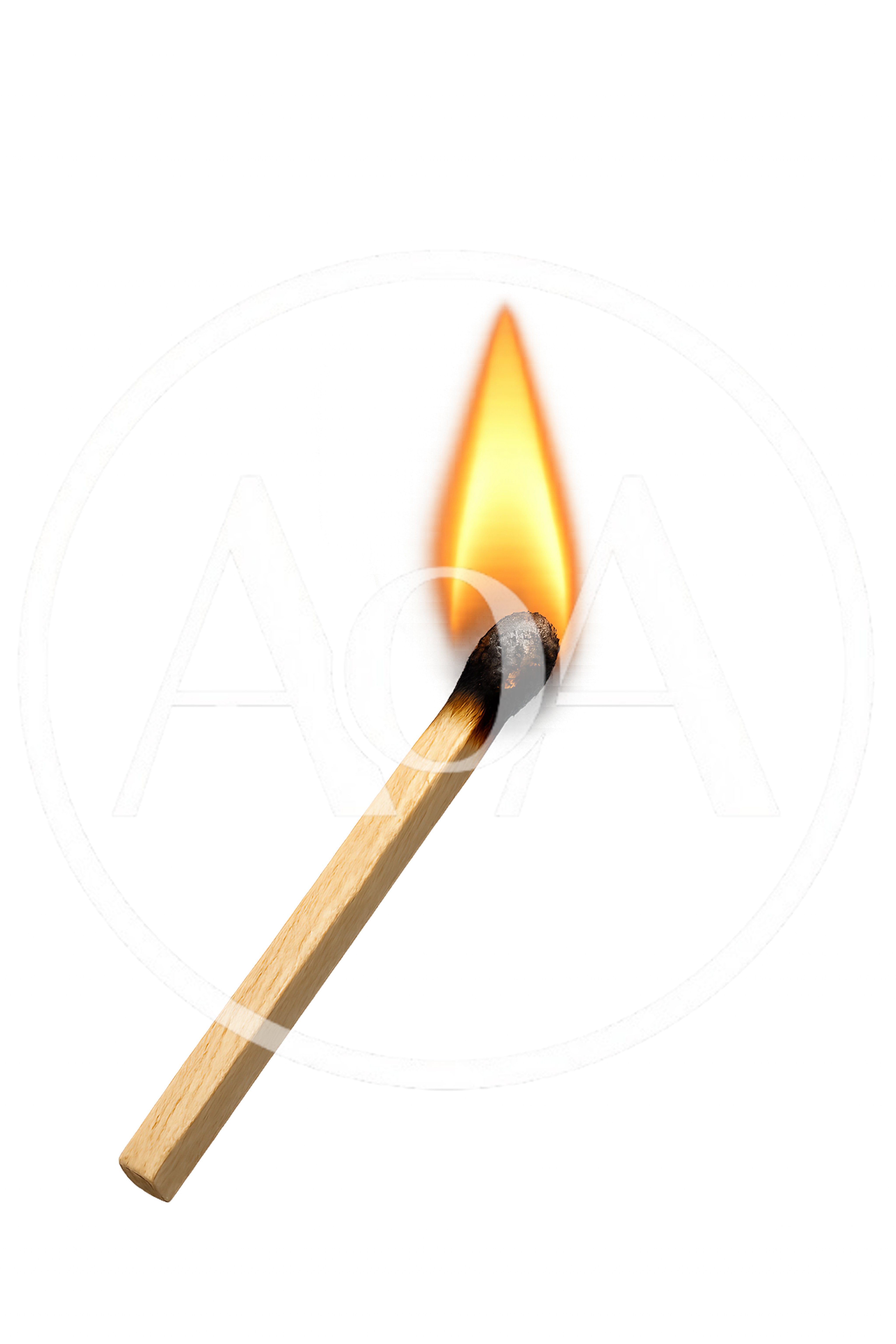 Burning Wooden Matchstick Isolated On White Background