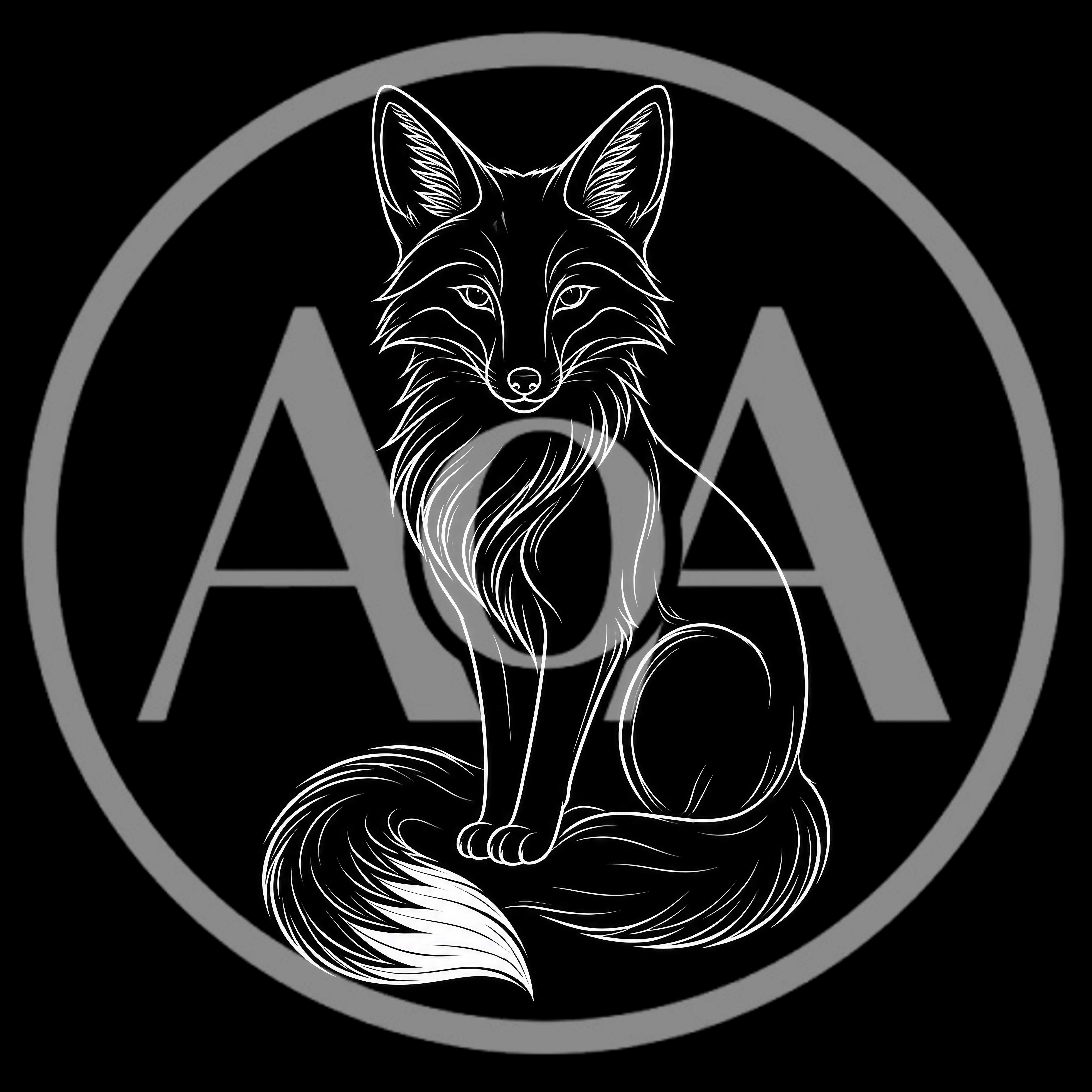 Minimalist White Line Art Illustration Of A Sitting Fox