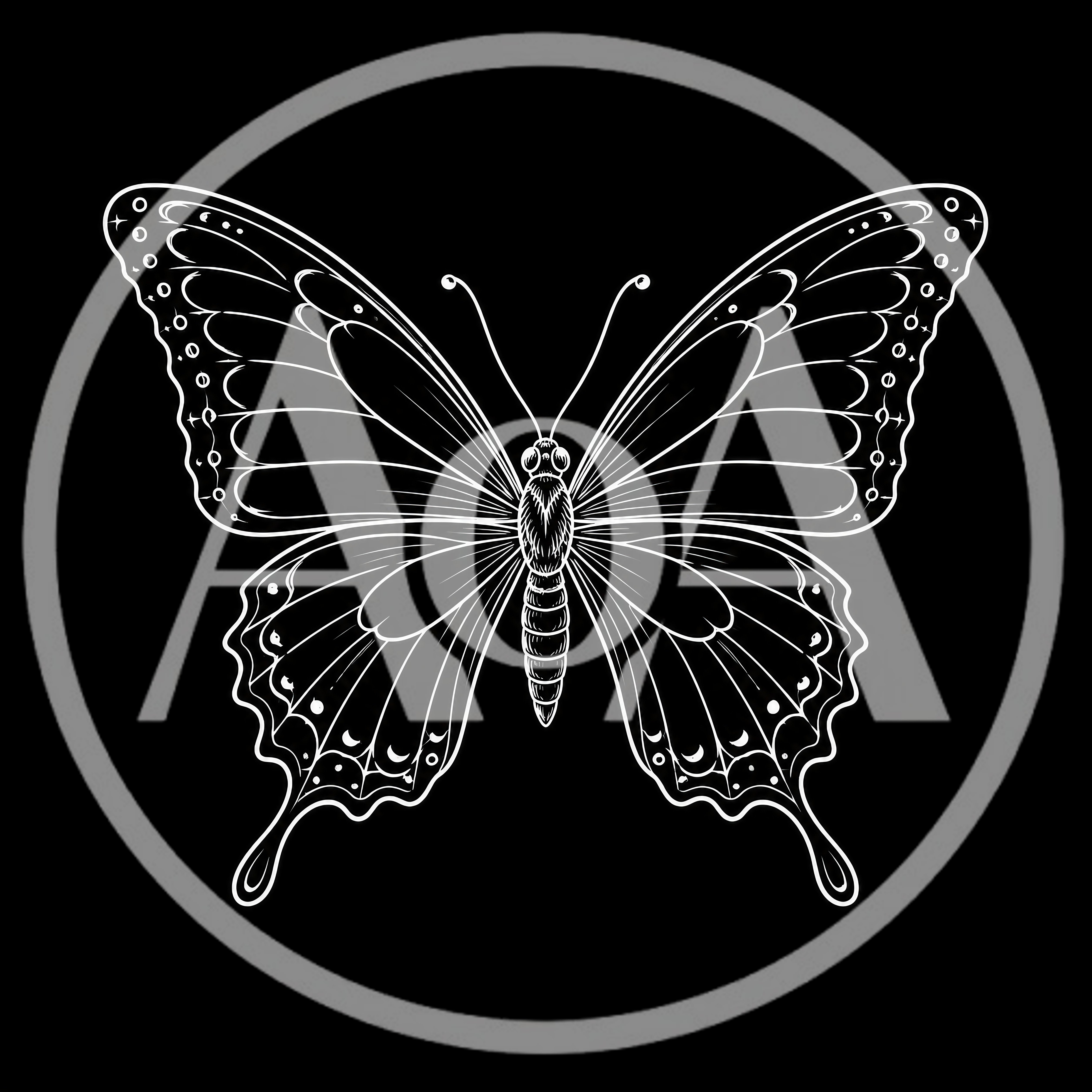 White Line Art Butterfly Illustration