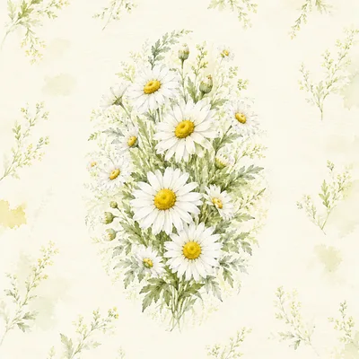 Watercolor Illustration Of A Daisy Flower Bouquet