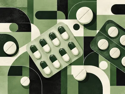 Abstract Pharmaceutical Concept With Pills And Capsule Blister Packs