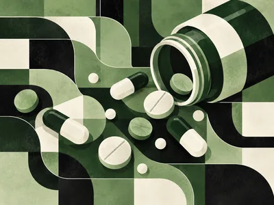 Abstract Geometric Illustration Of Spilled Medication Pills