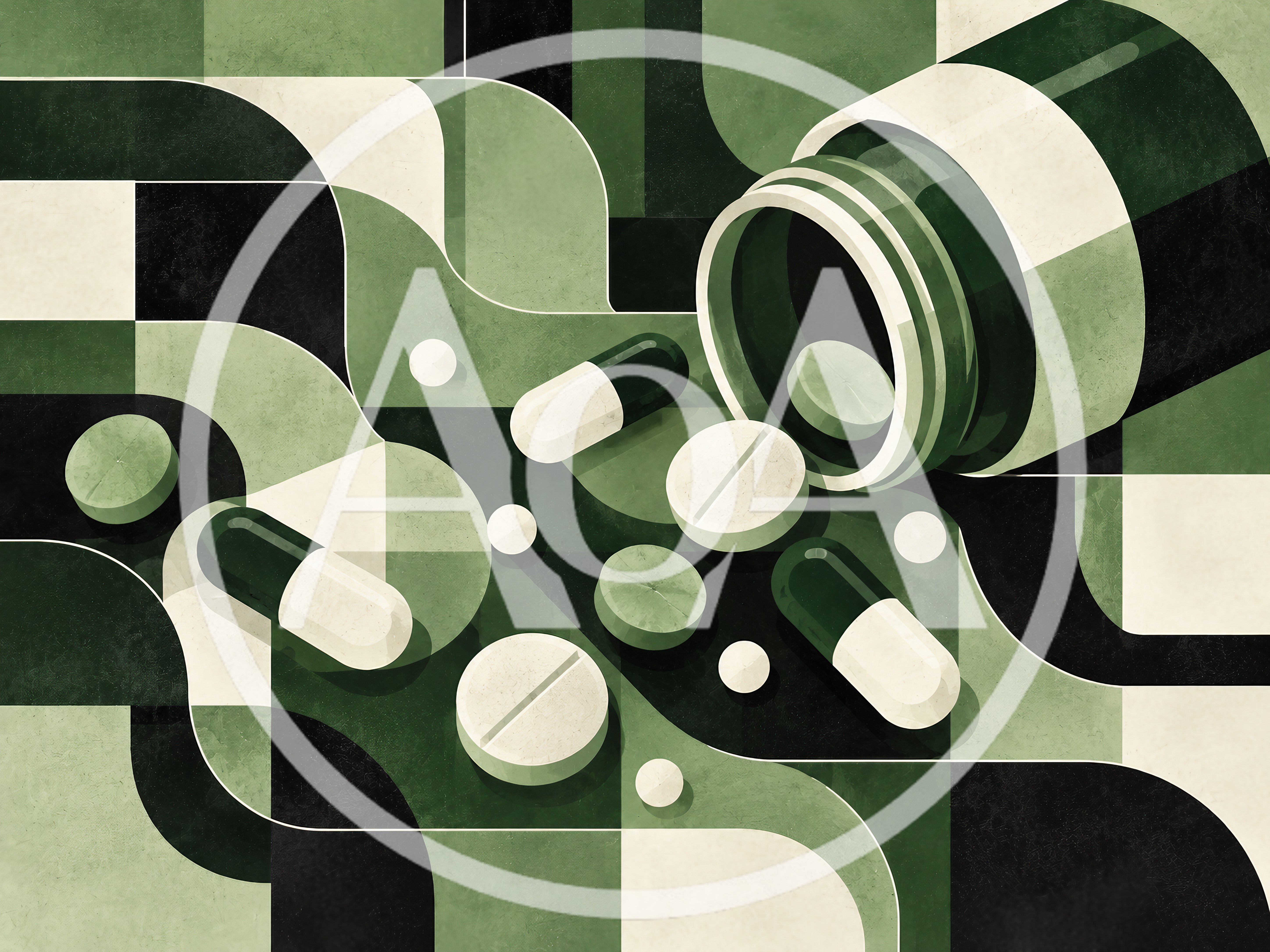 Abstract Geometric Illustration Of Spilled Medication Pills