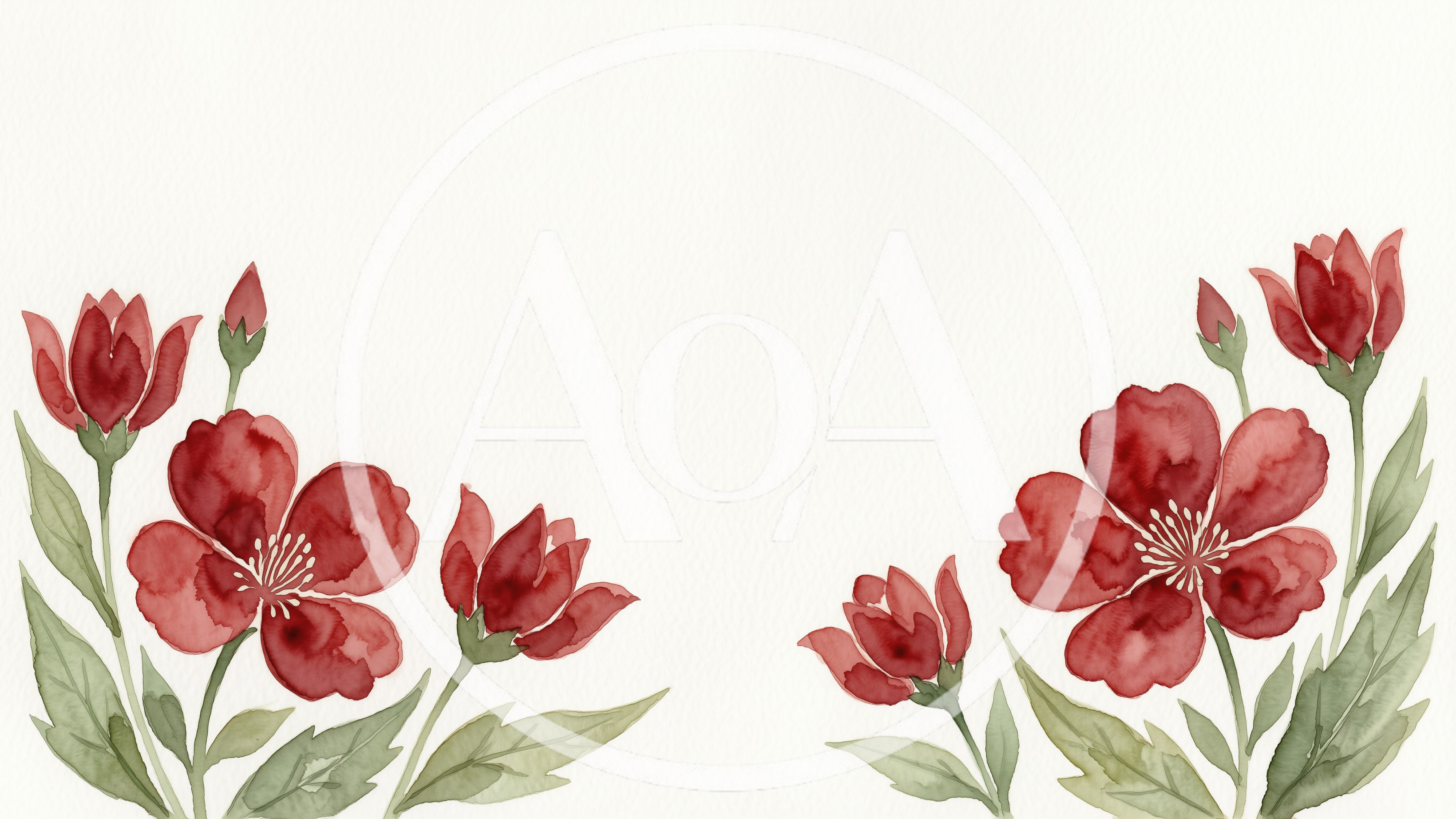 Watercolor Illustration Of Red Flowers On White Background