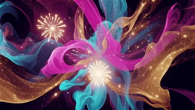 Abstract Colorful Smoke And Fireworks Explosion Background