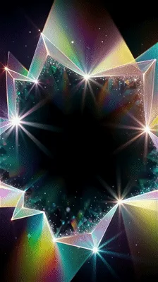 Abstract Geometric Star Shape With Shimmering Prism Light Effects