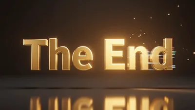 Golden The End Text With Glitch Effect