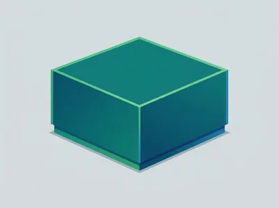 Isometric Teal Box With Green Edges