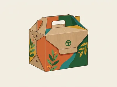 Eco Friendly Cardboard Takeout Box Illustration