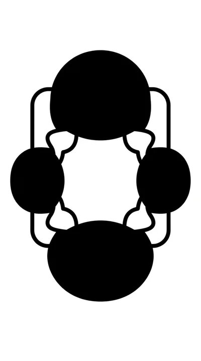 Abstract Geometric Icon With Four Interconnected Black Circles