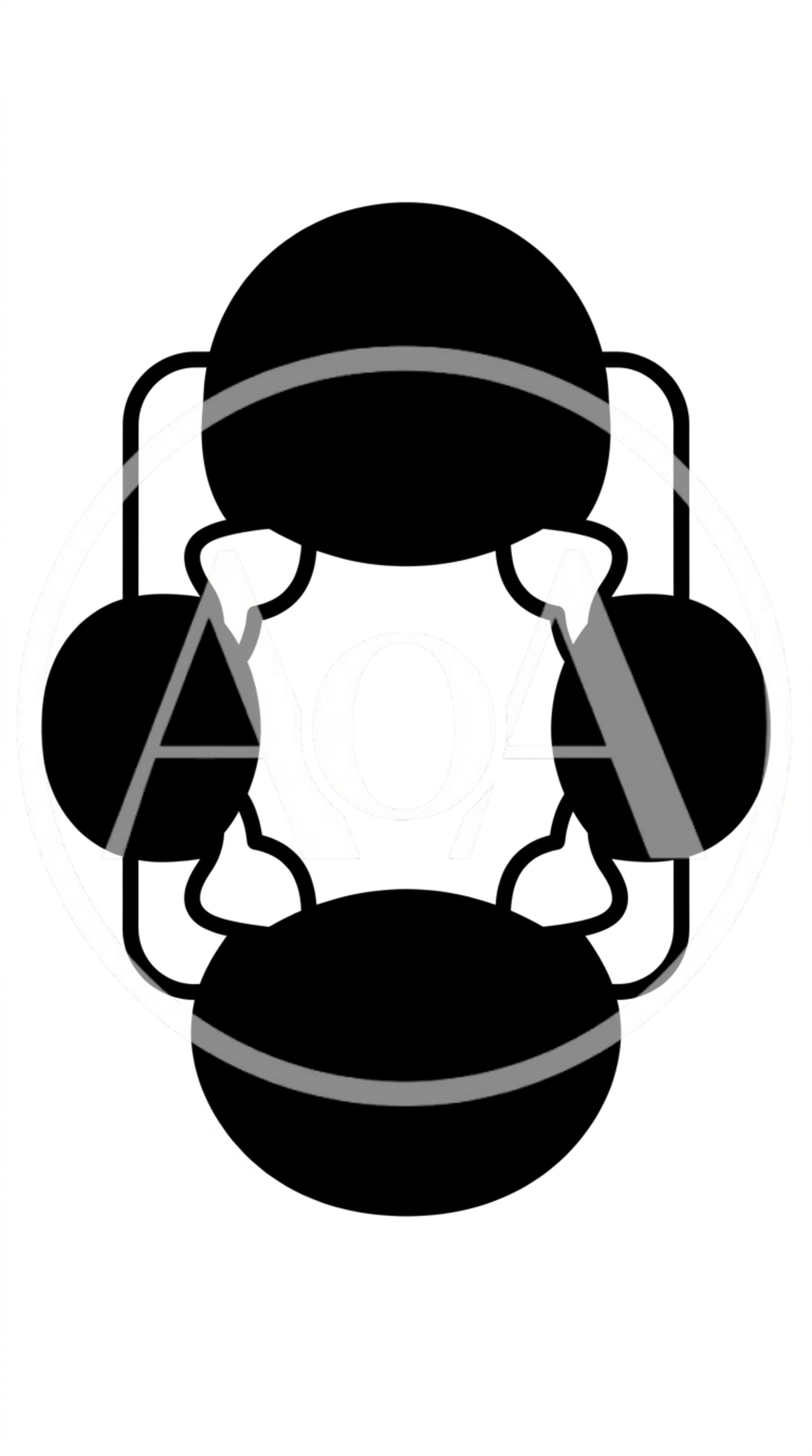 Abstract Geometric Icon With Four Interconnected Black Circles