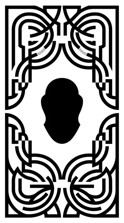 Abstract Art Deco Frame With Central Silhouette