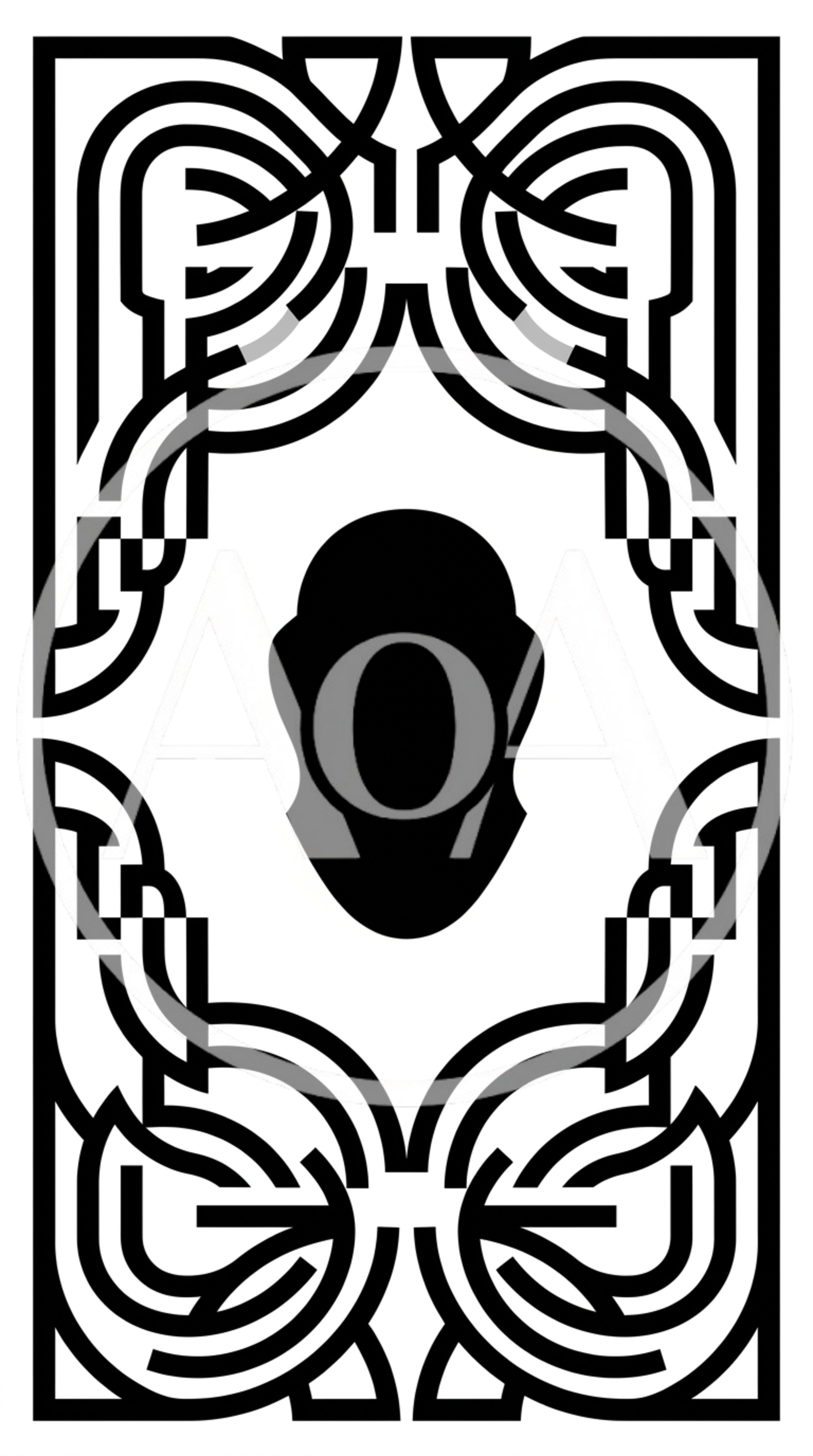 Abstract Art Deco Frame With Central Silhouette