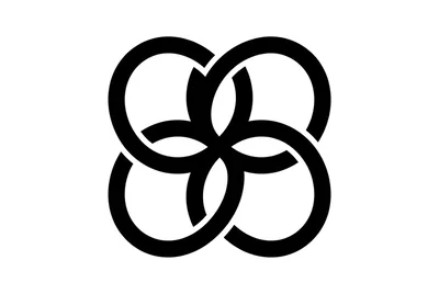 Black Interlocking Four Circle Geometric Symbol