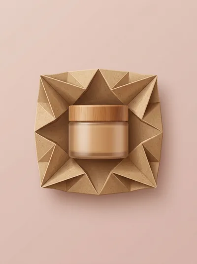 Cosmetic Cream Jar in Origami Paper Packaging