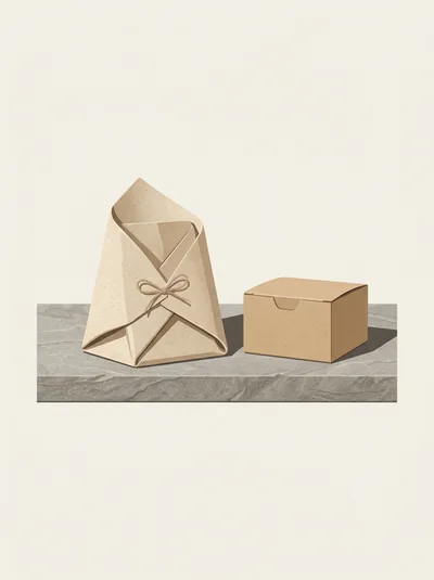 Minimalist Paper Wrapped Package And Cardboard Box