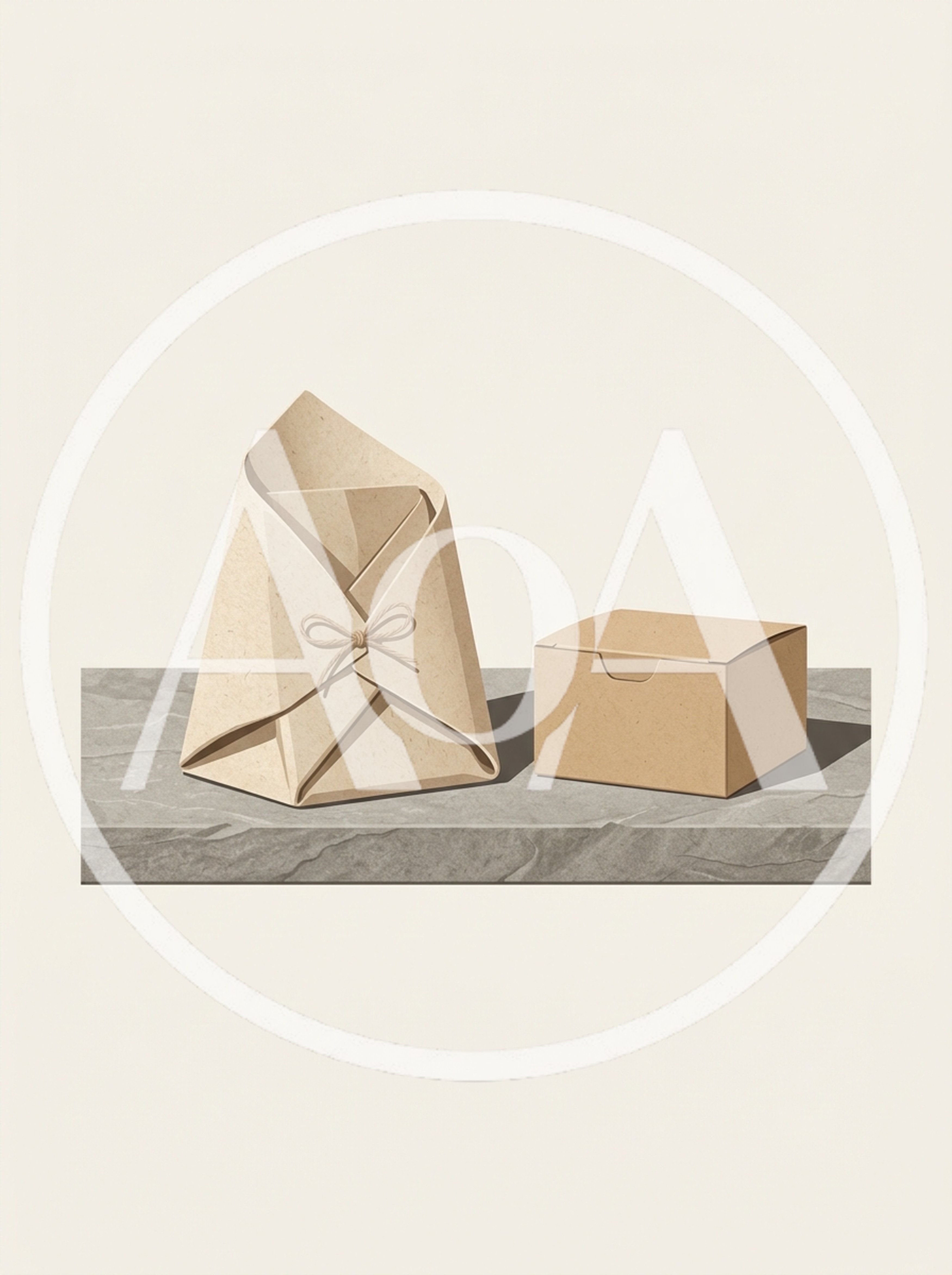 Minimalist Paper Wrapped Package And Cardboard Box