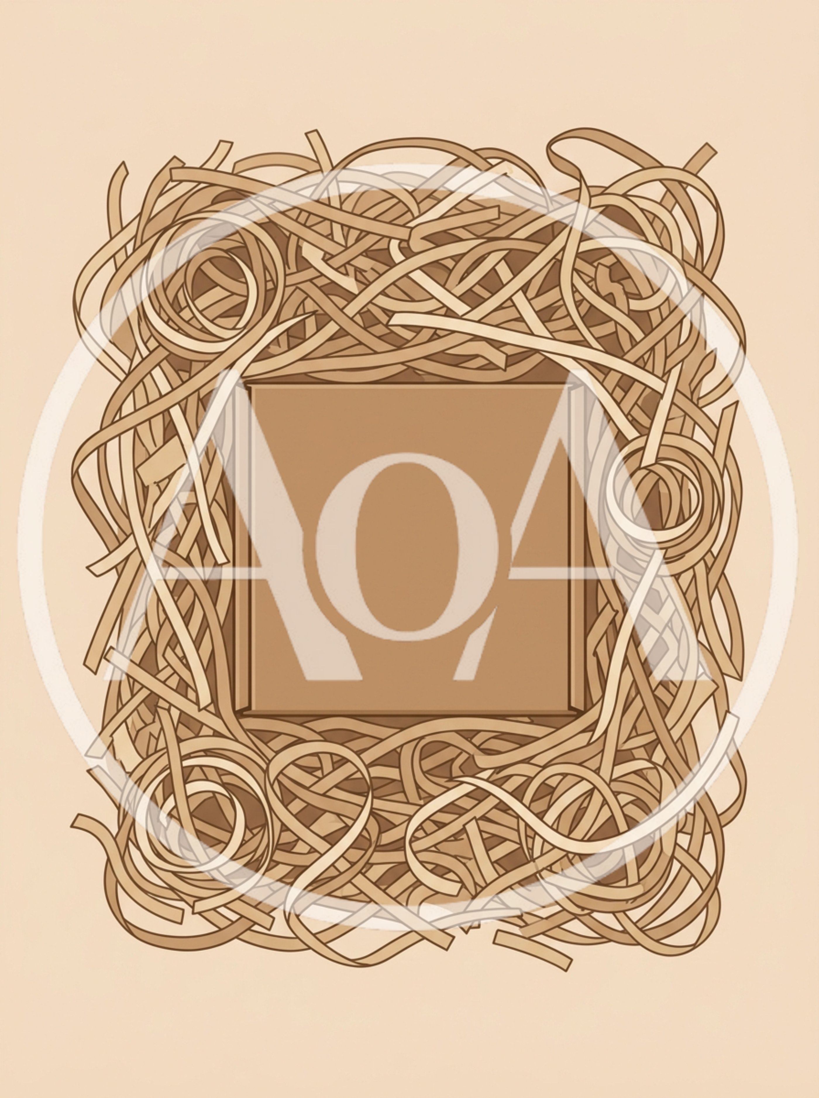 Abstract Illustration Of A Square Frame Surrounded By Noodles