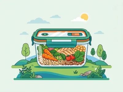 Healthy Meal Prep Container With Fresh Food Ingredients