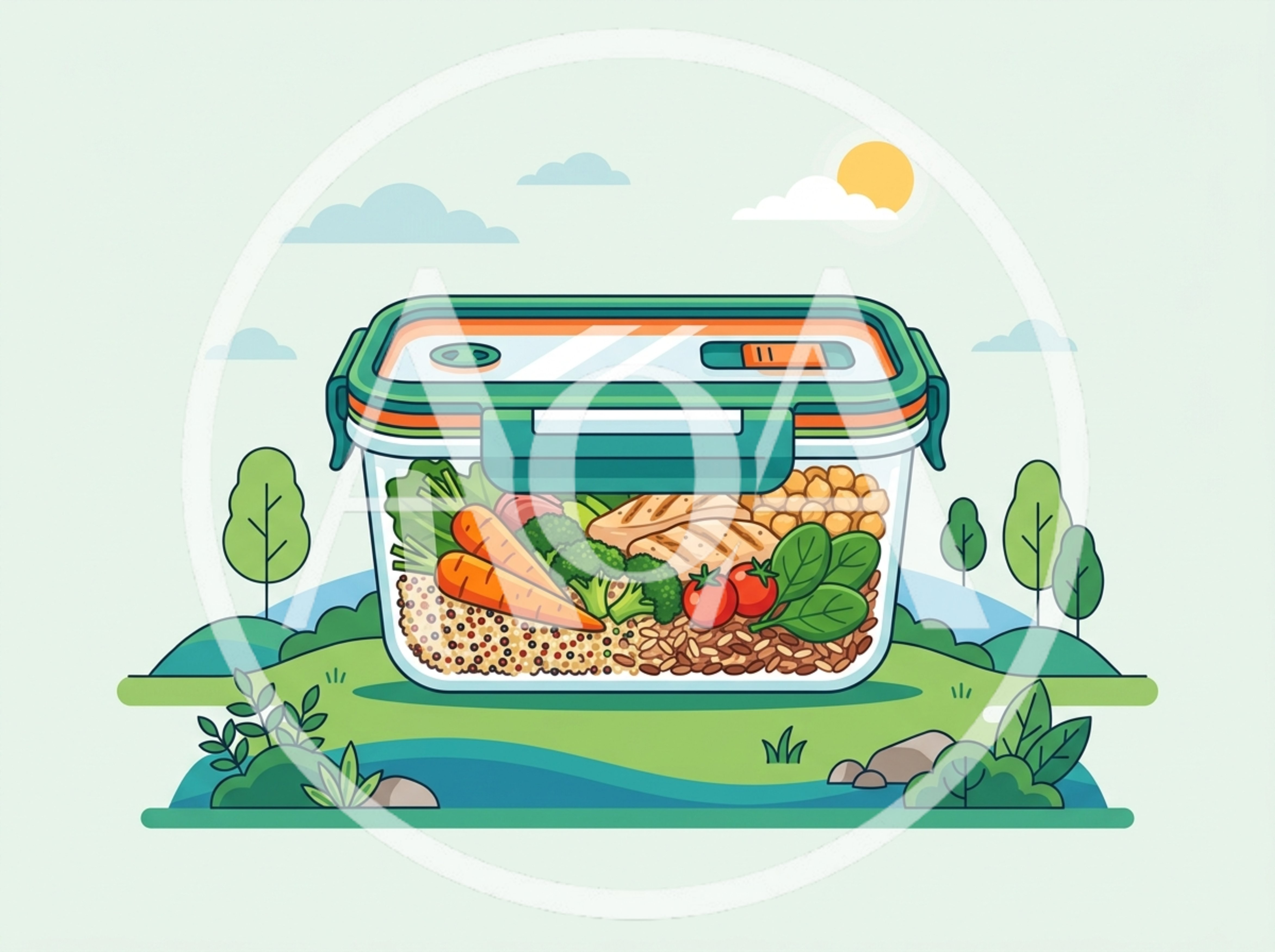 Healthy Meal Prep Container With Fresh Food Ingredients