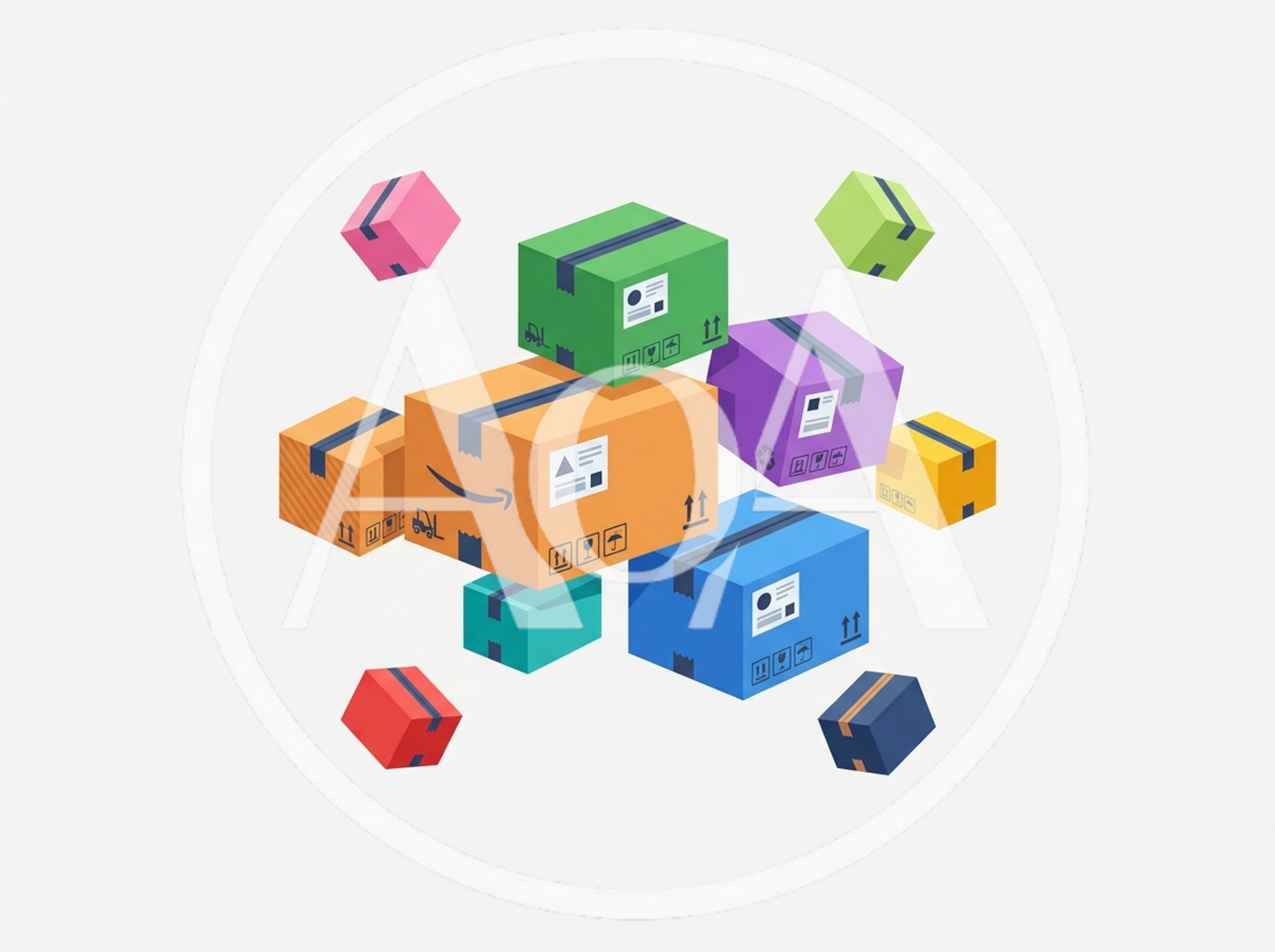 Floating Colorful Cardboard Delivery Boxes