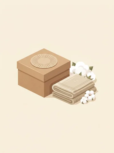 Isometric Illustration Of A Gift Box And Folded Towels