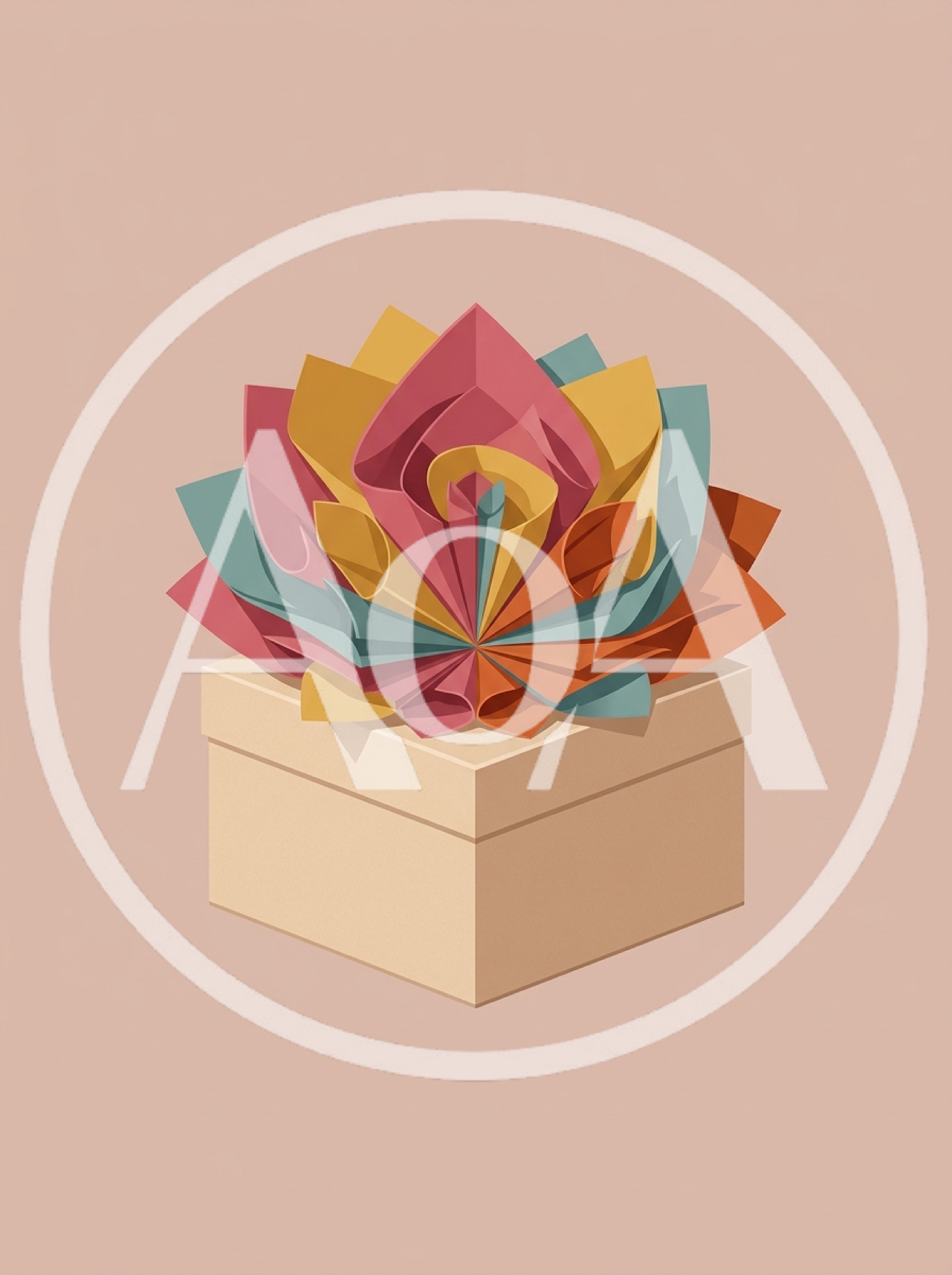 Paper Origami Flower Arrangement On A Gift Box