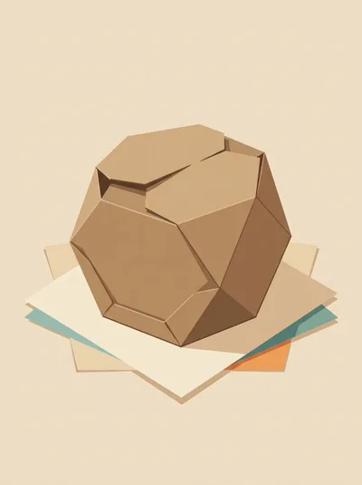 Origami Paper Polyhedron Resting On Stacked Sheets