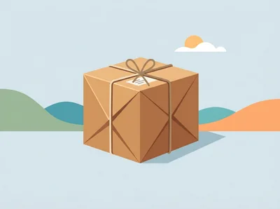 Minimalist Illustration Of A Wrapped Cardboard Parcel