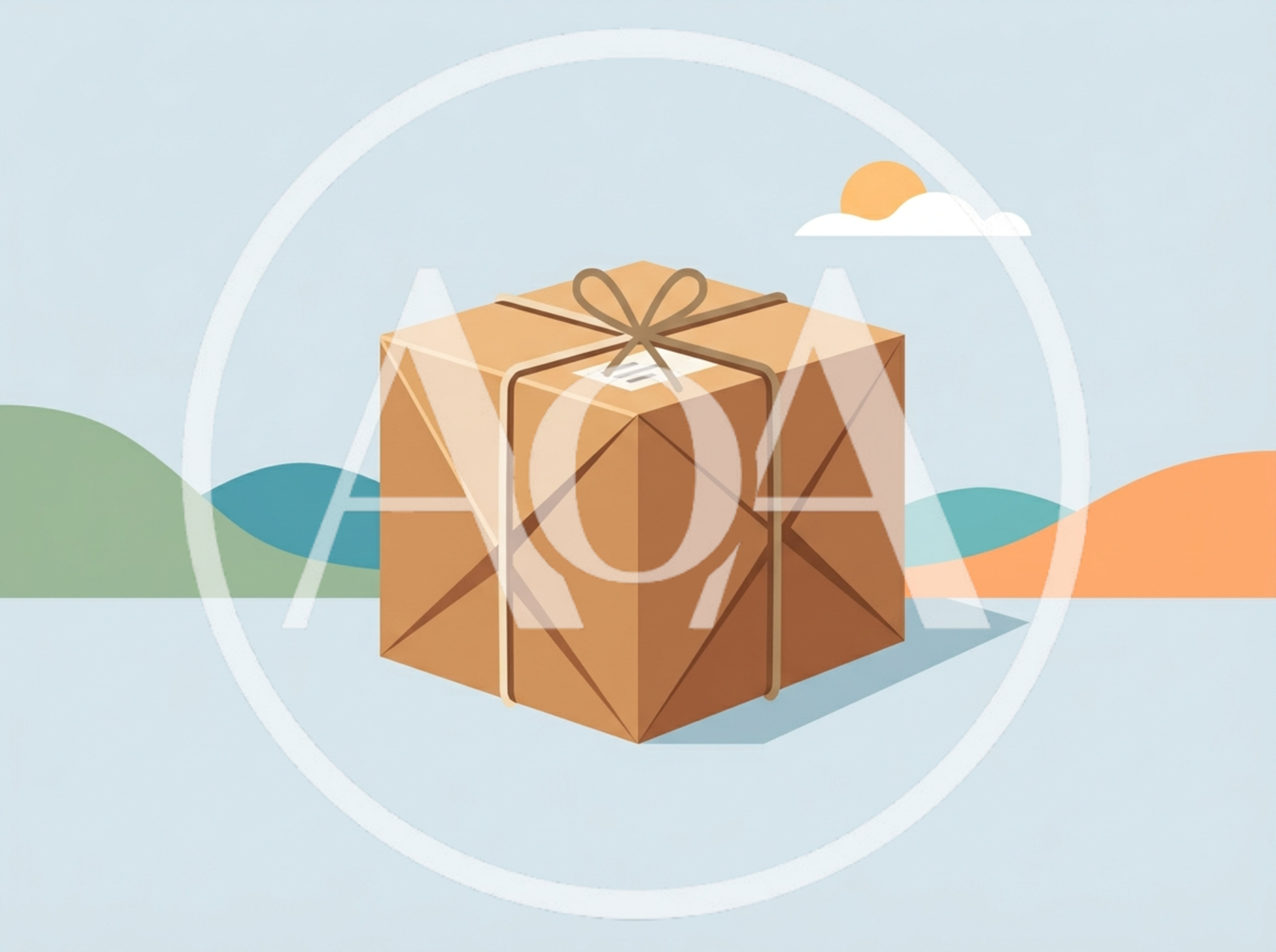 Minimalist Illustration Of A Wrapped Cardboard Parcel
