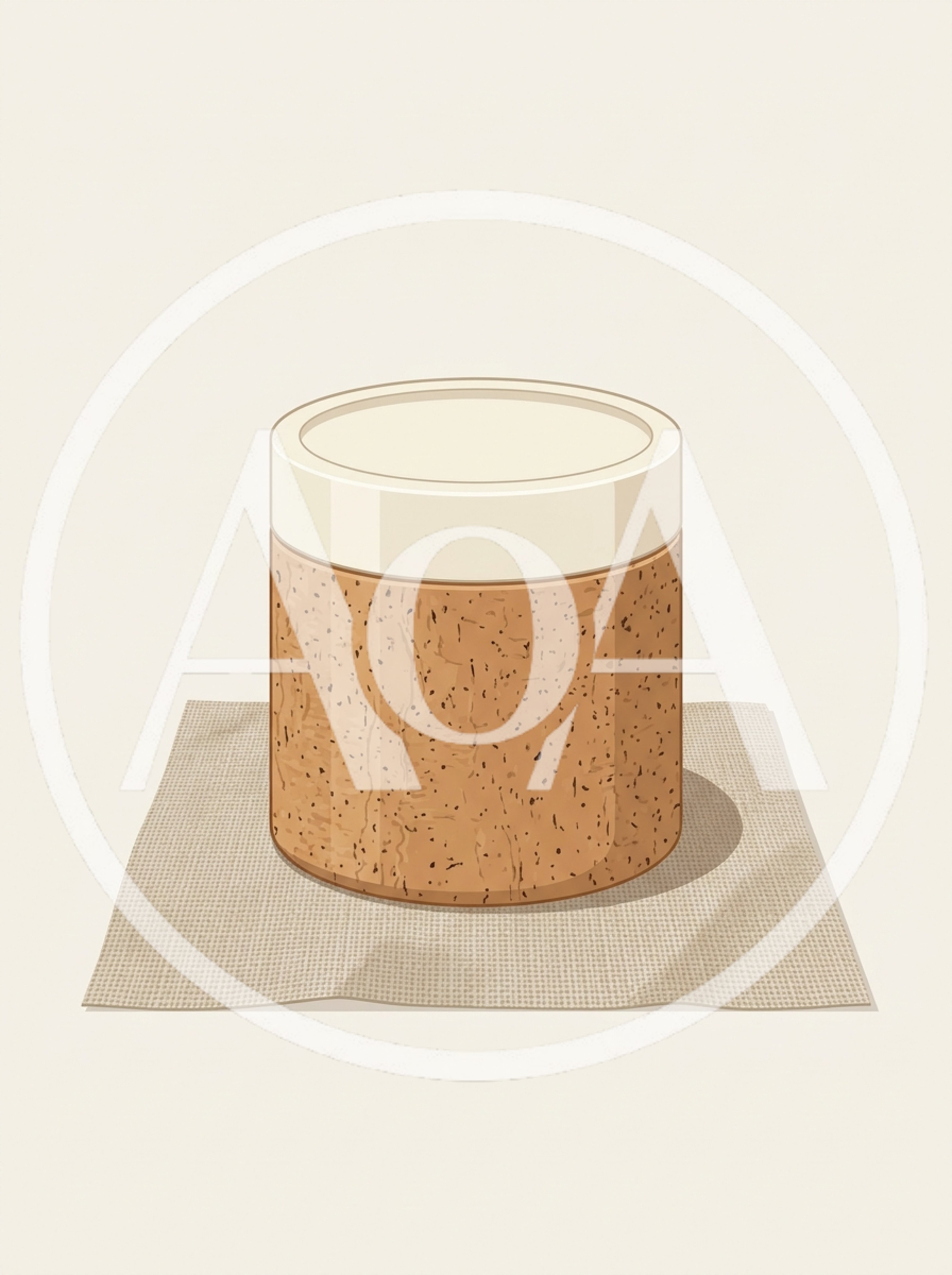Minimalist Cork Storage Jar On A Textured Fabric Mat