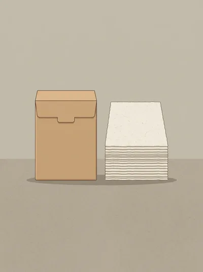 Cardboard Box And Stack Of Paper Sheets