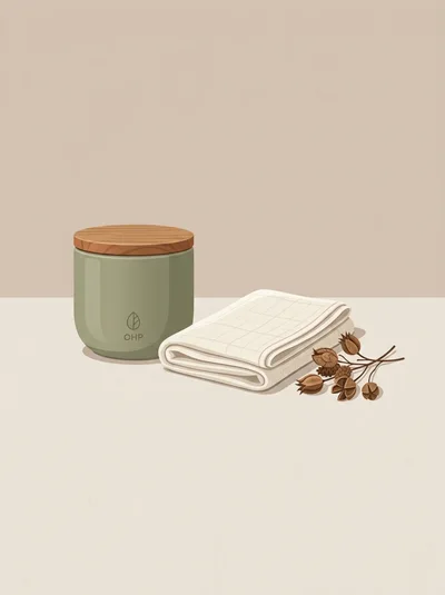 Minimalist Still Life With Ceramic Jar And Textile