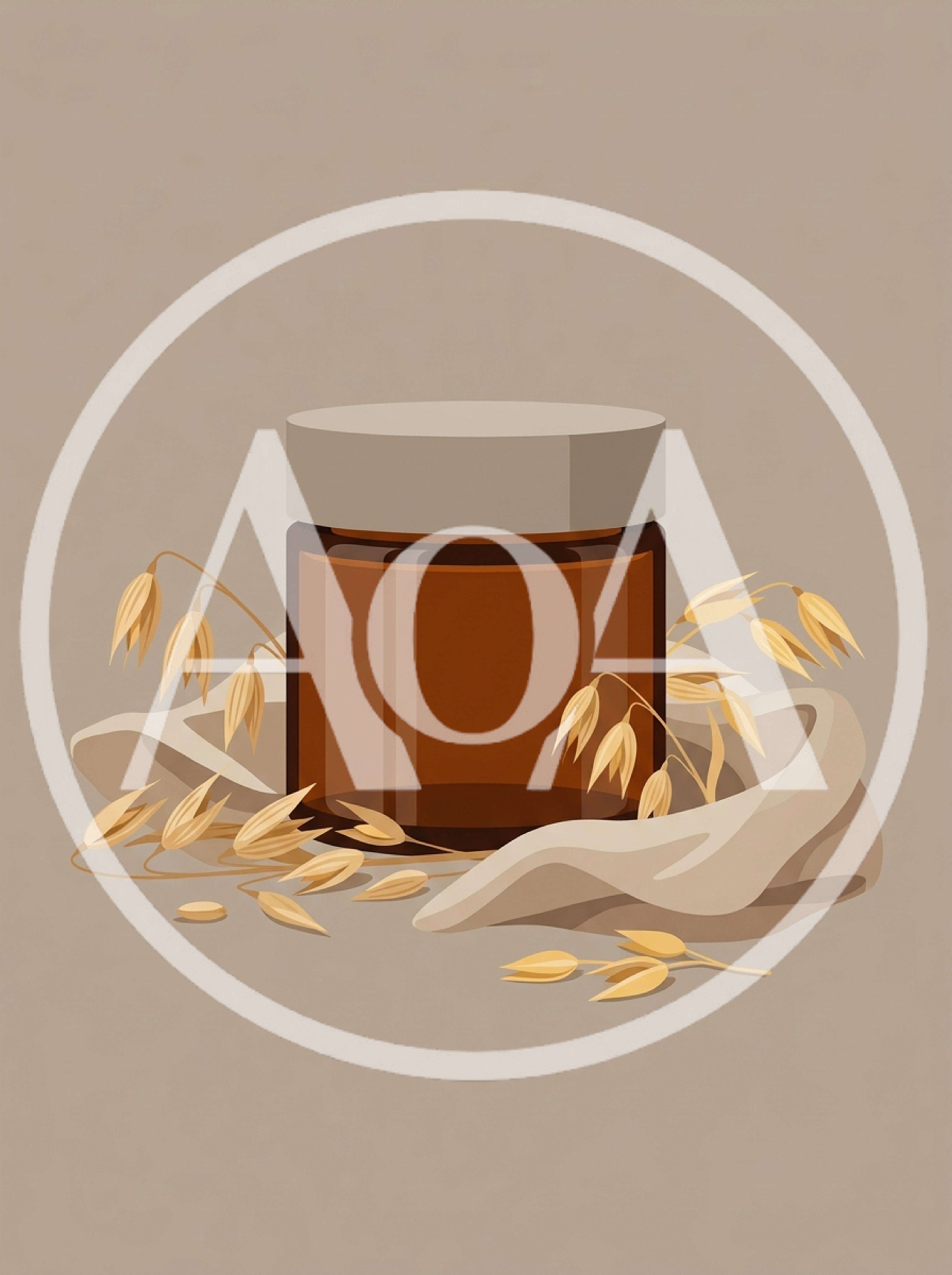 Amber Glass Cosmetic Jar With Oat Sprigs